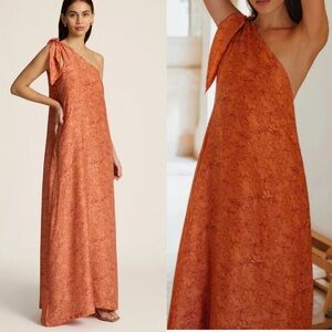 Hannah Artwear Helena One Shoulder Silk Maxi Dress Vacation Boho Preppy Womens 6